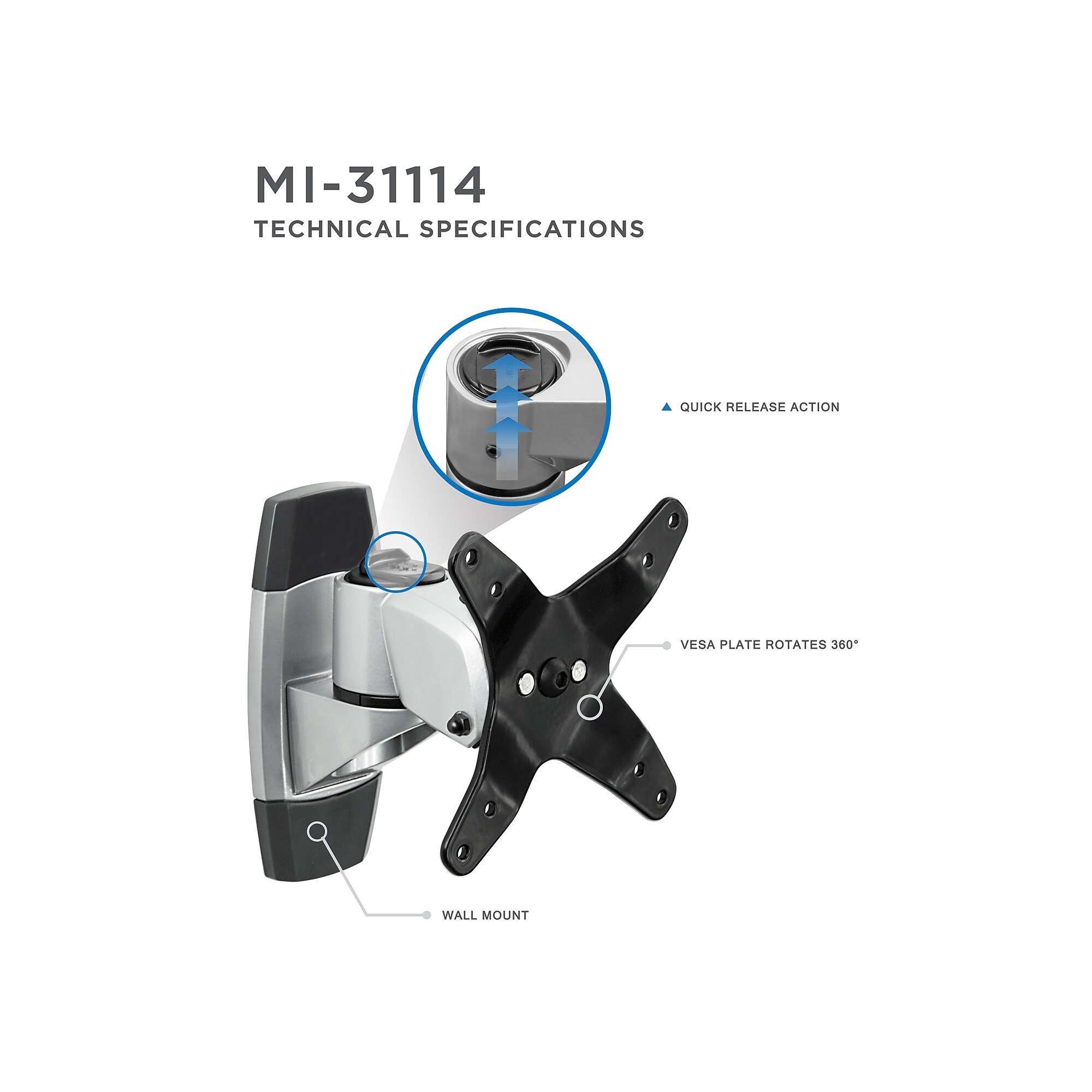 Mount-It! Modular Mount Adjustable Monitor Mount, Up to 30″ Monitors, Gray/Silver (MI-31114) Sansujyuku sansujyuku.com