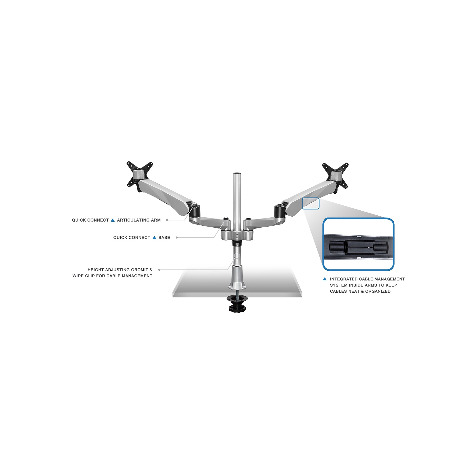 Mount-It! Modular Desk Mount Adjustable Monitor Arm, Up to 24″ Monitors, Gray/Silver (MI-45111) Sansujyuku sansujyuku.com