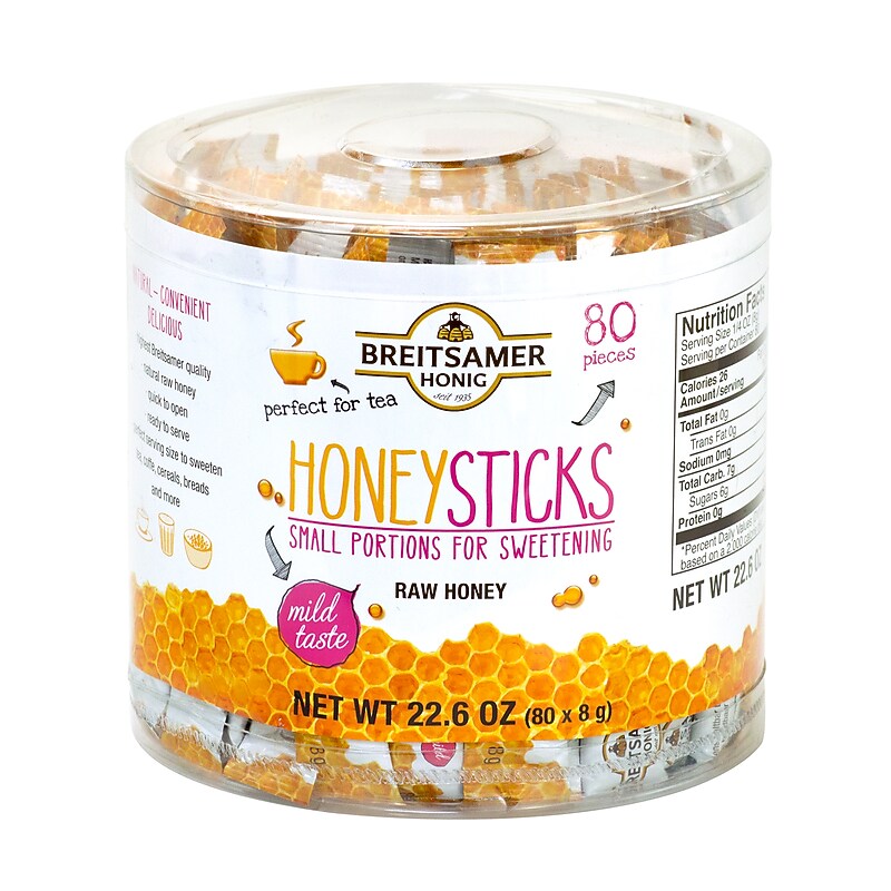 Breitsamer Honig Raw Honey Sticks, 0.28 oz., 80/Pack (209-02630) image 1