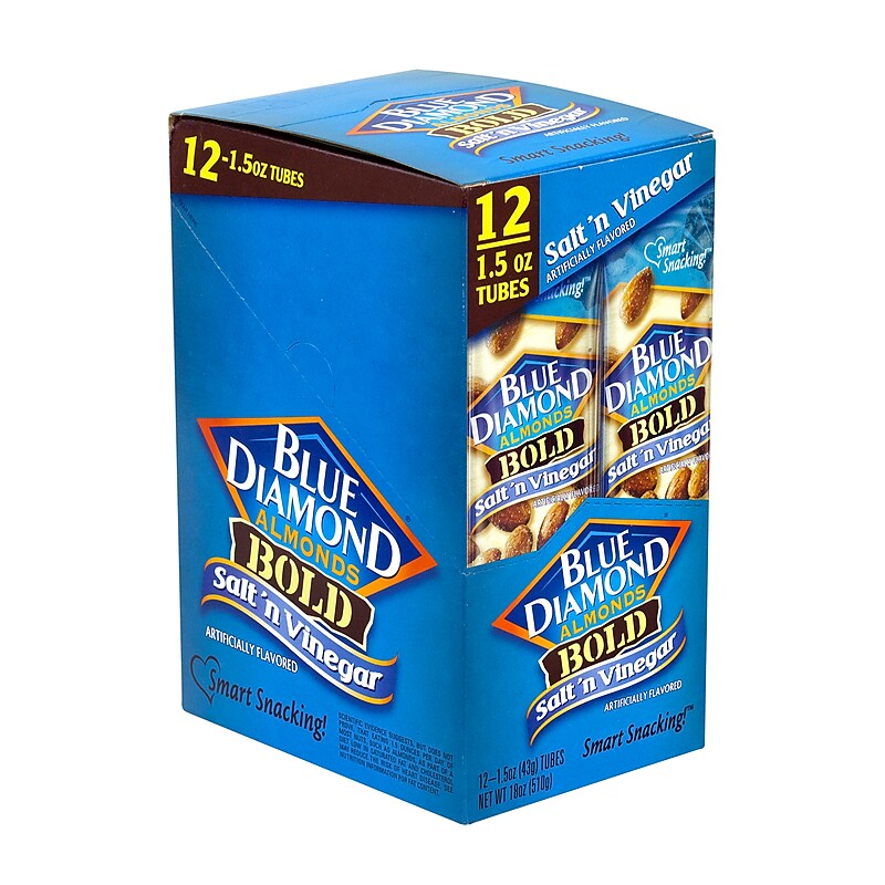 Blue Diamond Bold Salt n' Vinegar Almonds, 1.5 oz., 12 Bags/Pack (209-02632) image 1