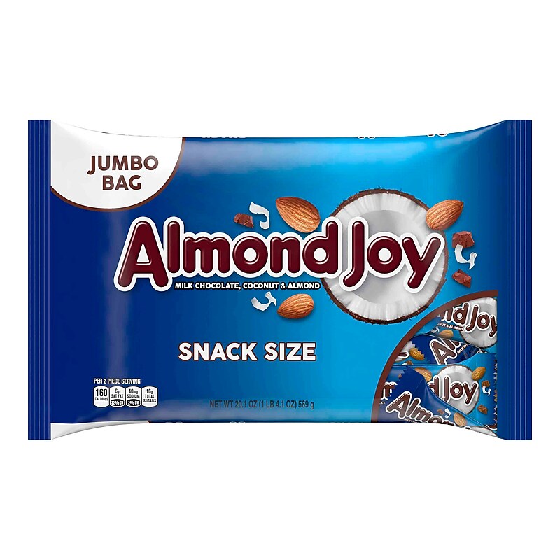 Almond Joy Snack Size Milk Chocolate Candy Bar, 20.1 oz., 2/Pack (246-00348) image 1