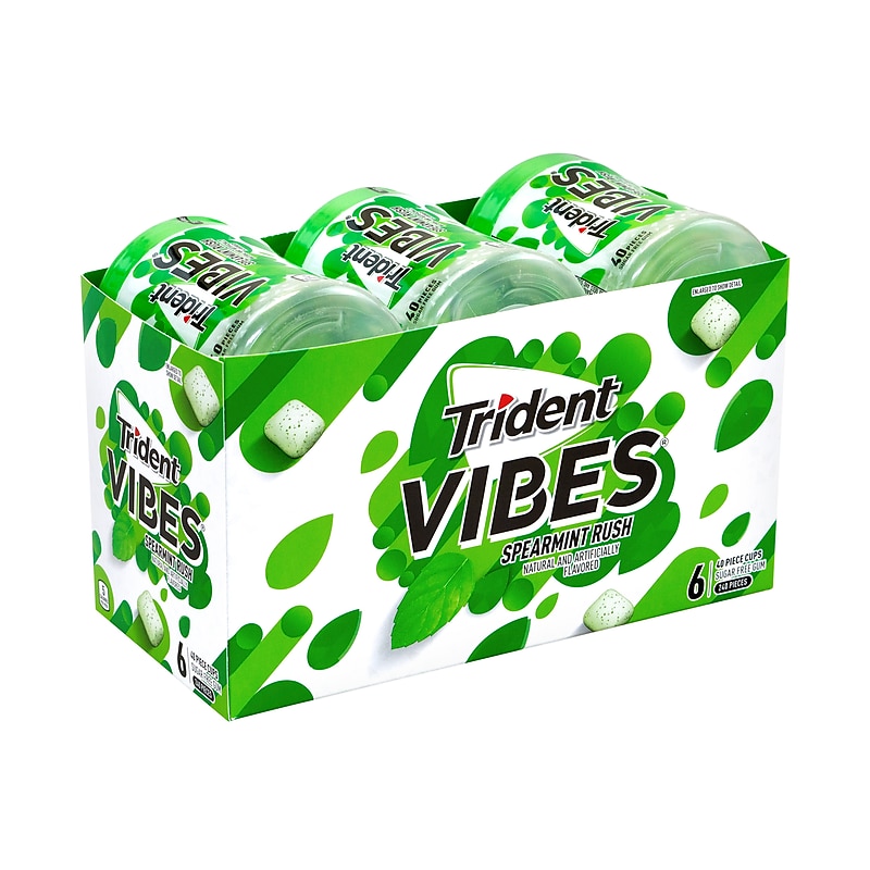 Trident Vibes Sugar Free Spearmint Rush Gum, 16 oz., 40 Pieces/Pack, 6/Packs (304-00082) image 1