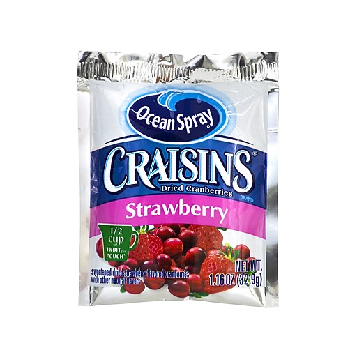 Ocean Spray Craisins Gluten Free Strawberry Dried Cranberries, 1.16 oz