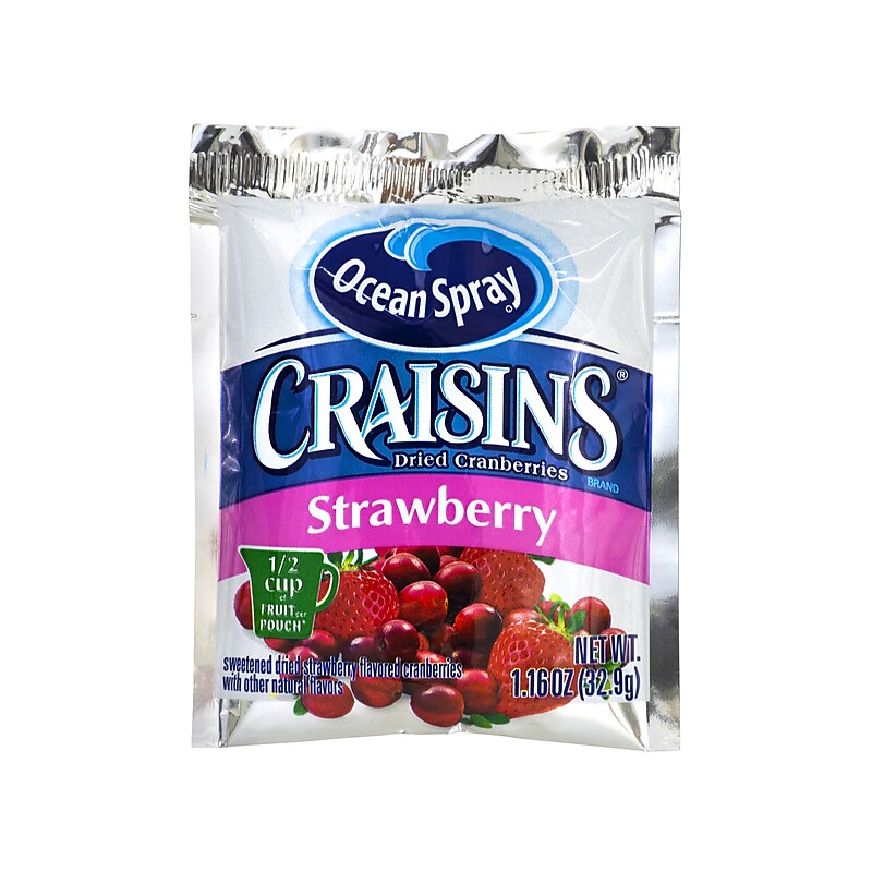 Ocean Spray Craisins Gluten Free Strawberry Dried Cranberries, 1.16 oz., 200/Pack (307-00076) image 1