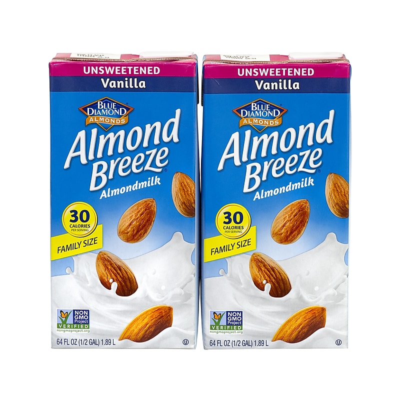 Blue Diamond Almond Breeze Unsweetened Vanilla Almondmilk, 64 fl. oz., 2/Pack (307-00081) image 1