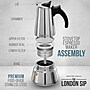 The London Sip Bundle 10-Cup Stainless Steel Stovetop Espresso Maker with Milk Frother, Black (KITESCLCOFFEE01)~#|#~sp321498329_sc7