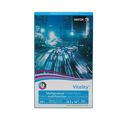 Xerox® Vitality™ Multipurpose Printer Paper, 20 lb., 8 ½” x 14”, Ream