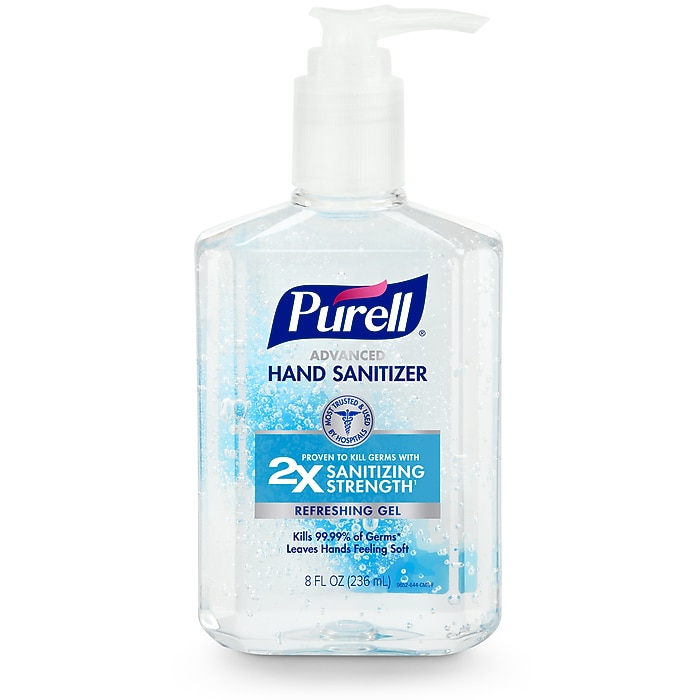 Purell Advanced 70% Alcohol Gel Hand Sanitizer, Clean Scent, 8 oz