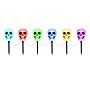 Haunted Hill Farm 1-Ft. Skull Stakes with Lights, Set of 6, Battery-Operated, Multi-color (HHLTCLOWN-1L)~#|#~sp322105024_sc7