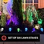 Haunted Hill Farm 1-Ft. Skull Stakes with Lights, Set of 6, Battery-Operated, Multi-color (HHLTCLOWN-1L)~#|#~sp322105029_sc7
