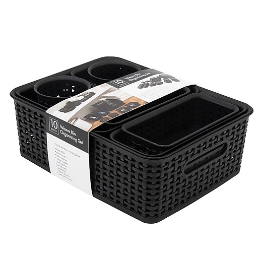 Advantus 10-Piece Desk Organizer Set, Polypropolyne, Black (38398