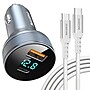 Overtime A40 54W Dual-Port Car Charger with LED Voltage Display and 6 ft. 60W USB-C Charging Cable Bundle (OCA40BKBD1)~#|#~sp323284992_sc7