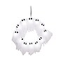 Haunted Hill Farm 2-Ft. Lighted Ghost Wreath, Indoors & Covered Outdoors, Battery Operated, White/Black (HHWRTHGHOST-1WHT)~#|#~sp323423459_sc7