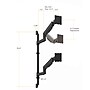 Mount-It! Adjustable Dual Stacking Monitor Wall Mount, Gas Spring Arms, up to 49", Holds 44 lbs., Matte Black (MI-12020)~#|#~sp323769843_sc7