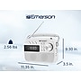 Emerson Retro Rechargeable Portable Bluetooth Radio, White (EAS-3010-WT)~#|#~sp324381351_sc7