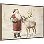Amanti Art Santa Claus with Reindeer in Winter Wonderland by Melloi Art Prints Framed Canvas Wall Art Print, 33"W x 23"H~#|#~sp324385593_sc7