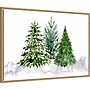 Amanti Art Three watercolor Christmas trees by Rosana Laiz Blursbyai Framed Canvas Wall Art Print, 33"W x 23"H (A426710345312)~#|#~sp324385881_sc7