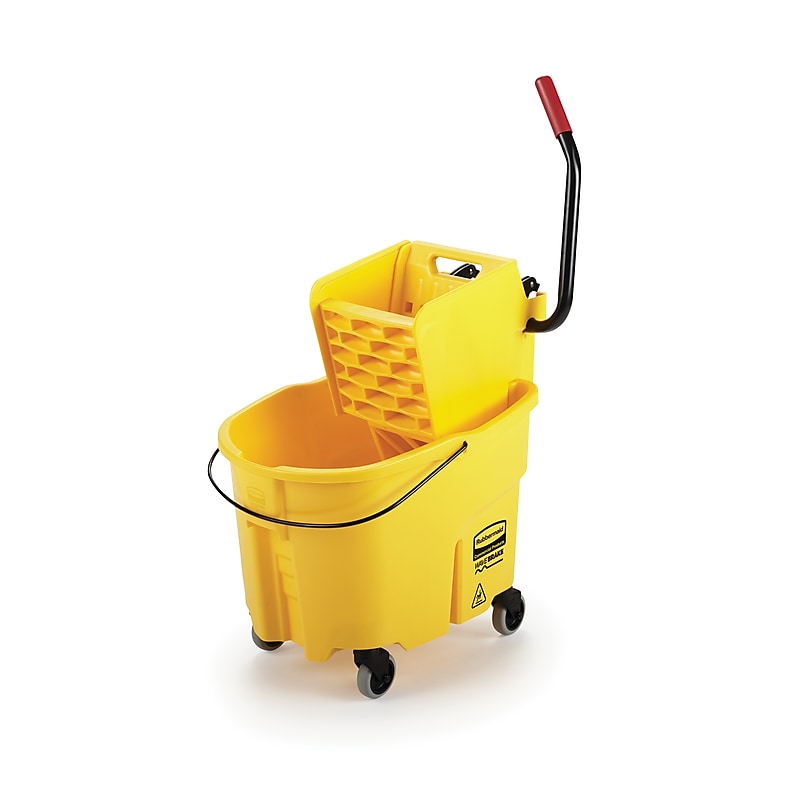 Rubbermaid WaveBrake 2.0 Janitorial Side-Press Bucket and Wringer, 35 Quart , Yellow (FG758088YEL) image 1