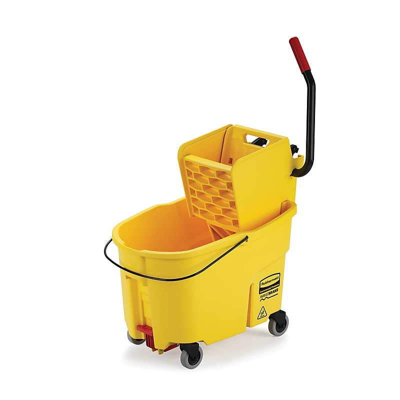 Rubbermaid WaveBrake® 2.0 Janitorial Side-Press Bucket and Wringer, 44 Quart, Yellow (RCPFG618688YL-1) image 1