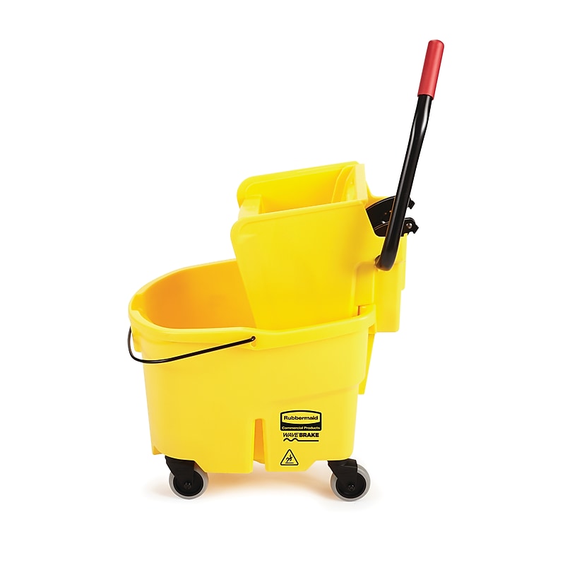 Rubbermaid WaveBrake® 2.0 Janitorial Side-Press Bucket and Wringer, 26 Quart, Yellow (FG748000YEL) image 1
