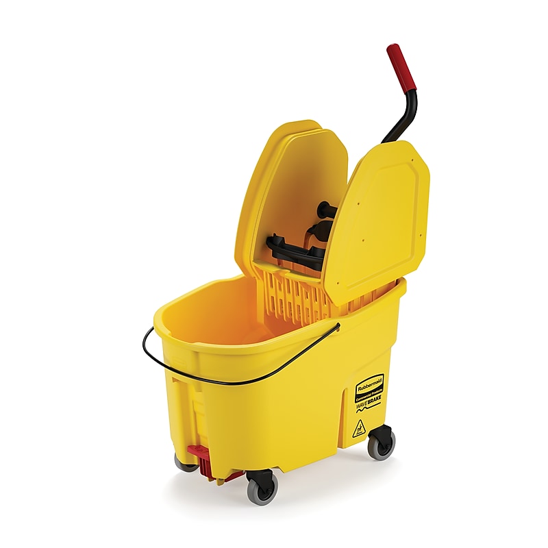 Rubbermaid WaveBrake® 2.0 Janitorial Down-Press Bucket and Wringer, 44 Quart, Yellow (FG757688YEL) image 1