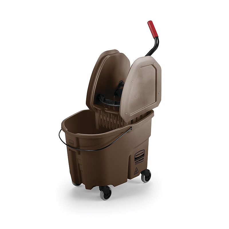 Rubbermaid WaveBrake® 2.0 Janitorial Down-Press Bucket and Wringer, 35 Quart, Brown (FG757788BRN) image 1