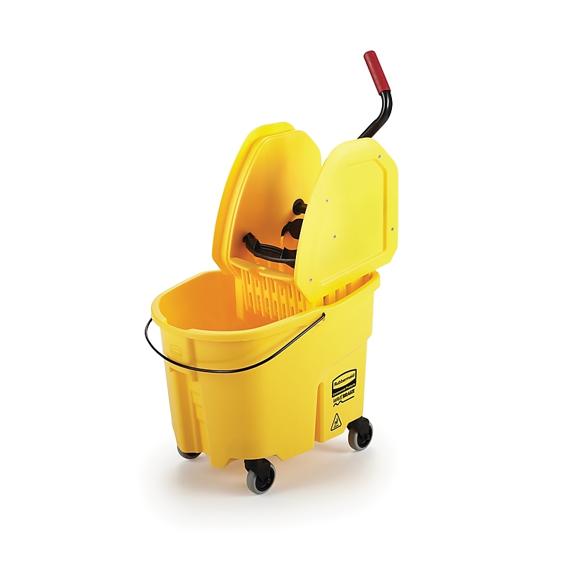 Rubbermaid WaveBrake® 2.0 Janitorial Down-Press Bucket and Wringer, 35 Quart, Yellow (FG757788YEL) image 1