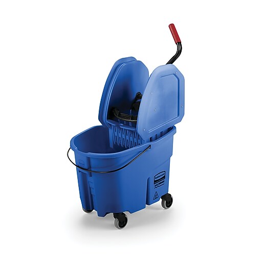 Rubbermaid WaveBrake® 2.0 Janitorial DownPress Bucket and Wringer, 35 Quart, Blue (FG757888BLUE