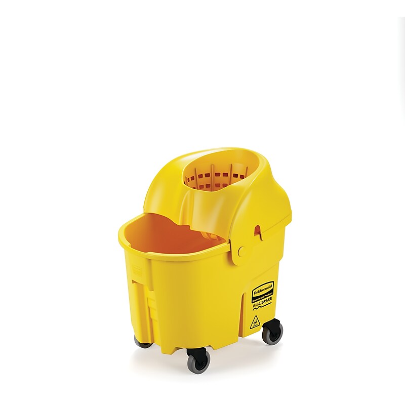 Rubbermaid WaveBrake® 2.0 Janitorial Institution Bucket And Wringer, 35 Quart, Yellow (RCPFG759088YL-1) image 1