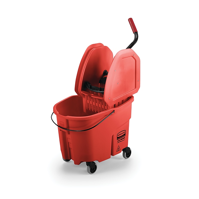 Rubbermaid WaveBrake® 2.0 Janitorial Down-Press Bucket and Wringer, 35 Quart, Red (FG757888RED) image 1