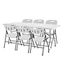 Regency Trestle 72" x 29" Heavy Duty Plastic Folding Table and 6 Chairs, White (TBM7229WH42WH)~#|#~sp325564820_sc7