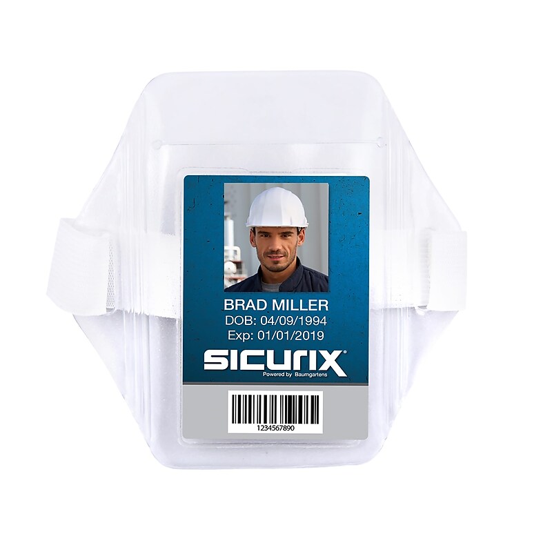 Sicurix Armband Badge Holder Vertical Elastic Strap, 2-1/2" x 3-1/2", Clear (BAU66891) image 1