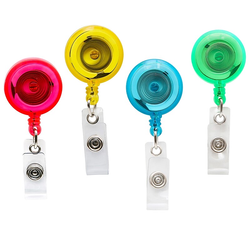 Sicurix Translucent ID Badge Reels Round Belt Clip, Assorted Colors (BAU68894) image 1