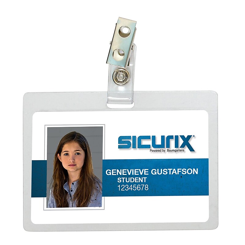 Sicurix Clip On ID Badge Holder, Clear, 25/Pack (BAU62916) image 1