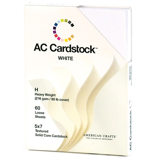 American Crafts DCWV Cardstock Paper, 80 lbs, 5" x 7", Solid White