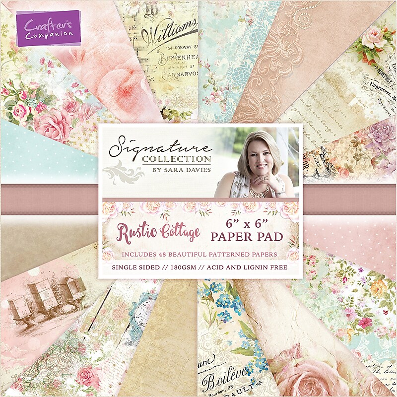 Crafter's Companion Sara Davies Signature Rustic Cottage Crafter's Companion Single-Sided Paper Pad, 6" x 6", 48/Pack (RCPAD6) image 1