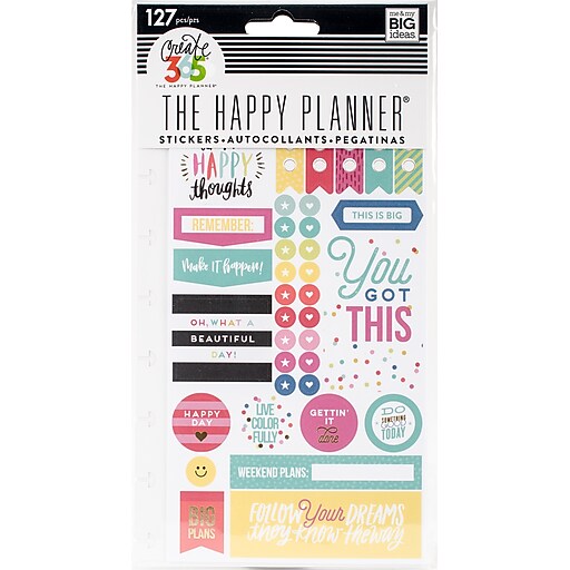 Me & My Big Ideas Classic Happy Planner Stickers, Happy Brights, 5/Sheets (PPSP100) at Staples