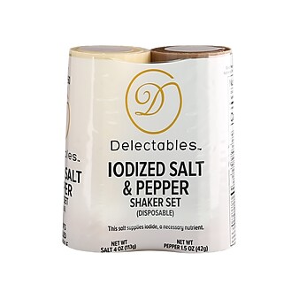 Del Disposable 4 oz Salt and 1.5 oz Pepper Shaker Combo Set, Pack of 2 (GRN13060)