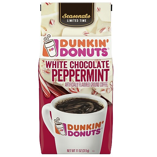 Dunkin Donuts White Chocolate Peppermint Flavored Coffee, Pack of 6