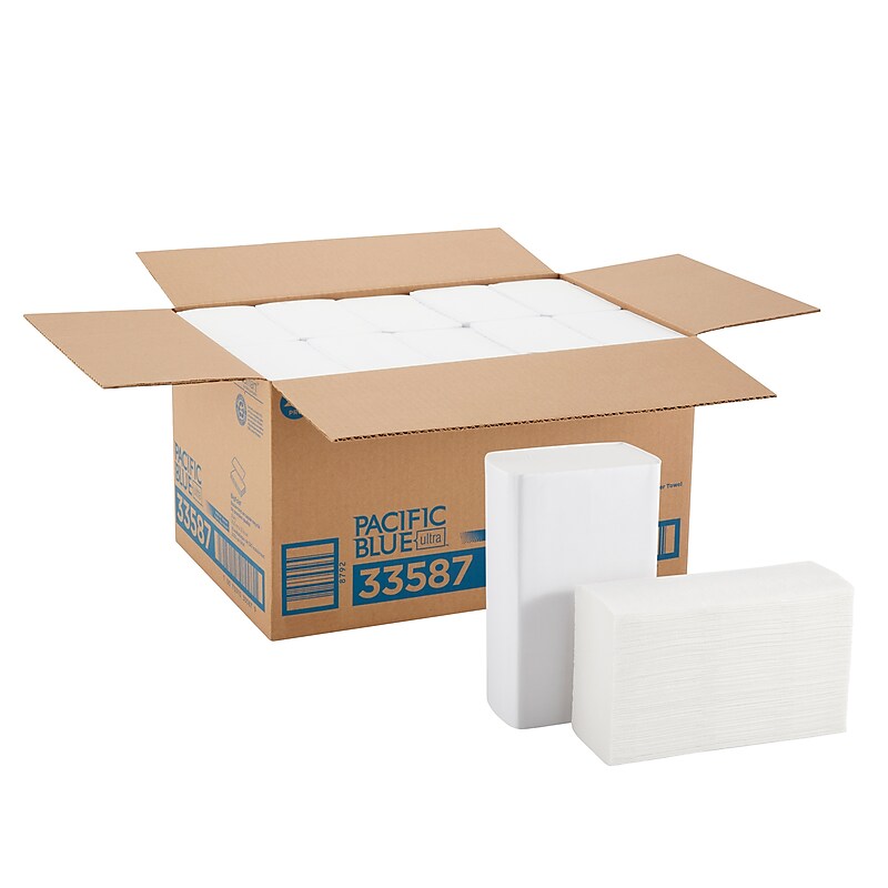 Pacific Blue Ultra Recycled C-Fold Paper Towels, 1-ply, 220 Sheets/Pack, 10 Packs/Carton (33587) image 1
