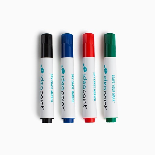 IdeaPaint Bullet Tip Dry Erase Markers, Assorted Colors, 4/Pack
