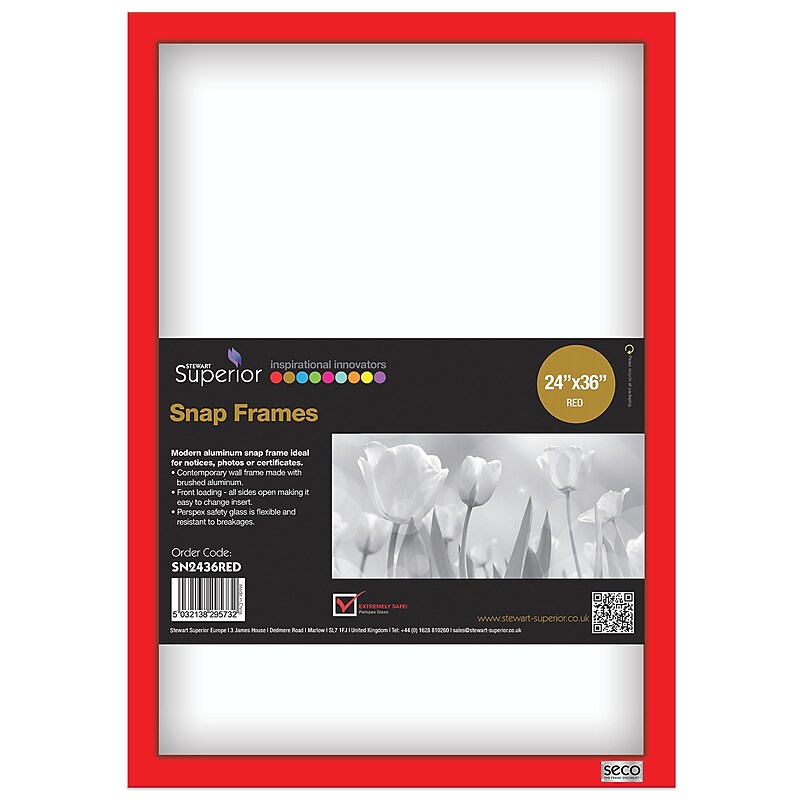 Seco 24" x 36" Aluminum Poster Frame, Red (SN2436RED) image 1
