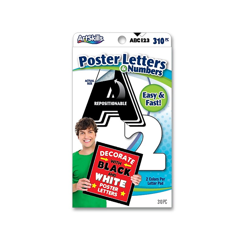 Artskills Poster and Bulletin Board Lettering, Quick Letters, Black & White, Pack of 310 (PA-1249) image 1