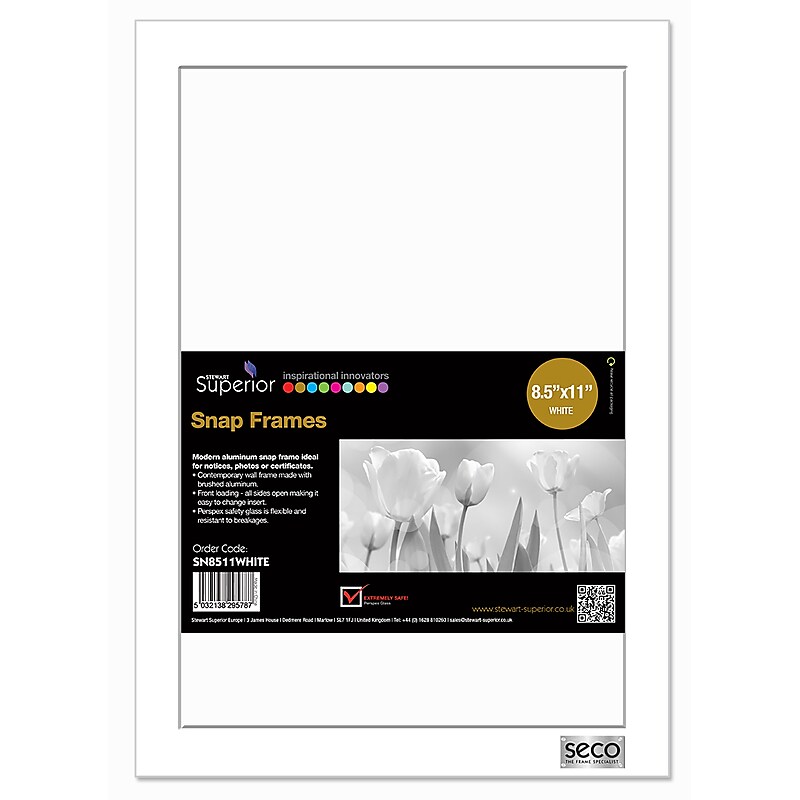 Seco Snap Frame, 8.5" x 11", White (SN8511) image 1