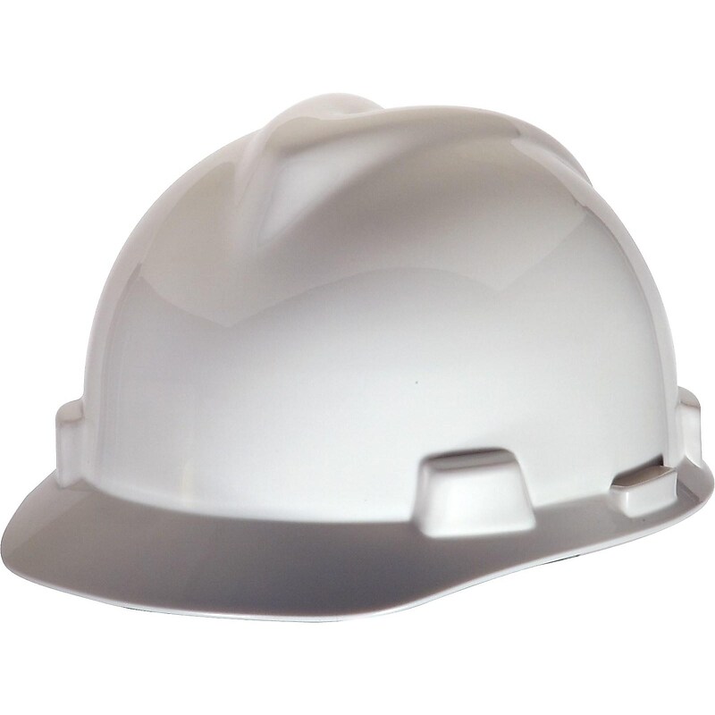 MSA V-Gard Polyethylene Ratchet Suspension Short Brim Hard Hat, White (475358) image 1