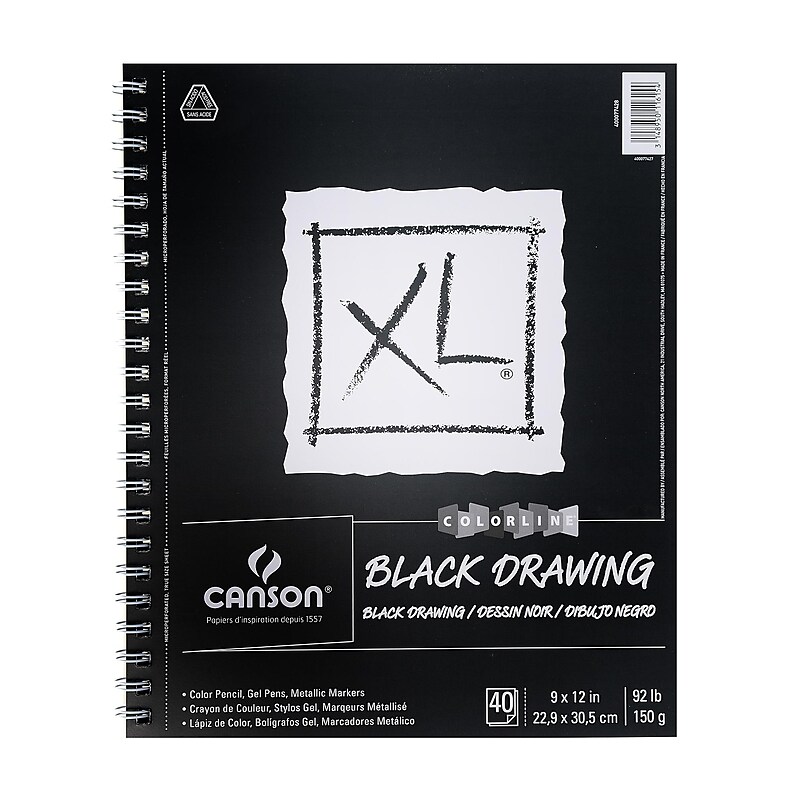 Canson Colorline 9" x 12" Wire Bound Drawing Sketch Pad, 40 Sheets/Pad (43504) image 1