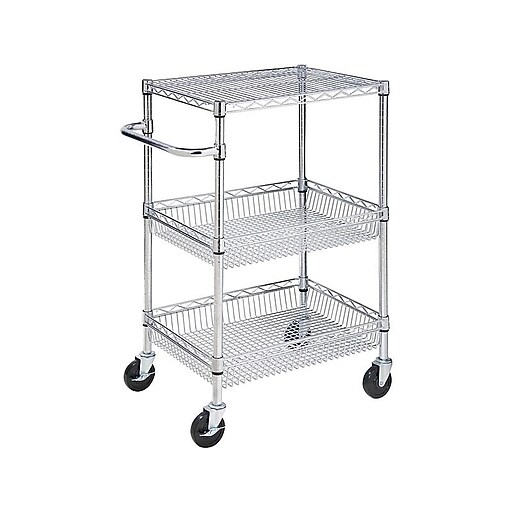 HoneyCanDo 3Shelf Metal Mobile Utility Cart with Lockable Wheels