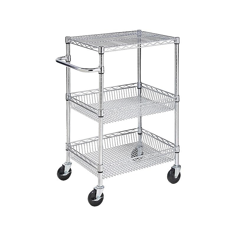 Honey-Can-Do 3-Shelf Metal Mobile Utility Cart with Lockable Wheels, Chrome (CRT-01451) image 1