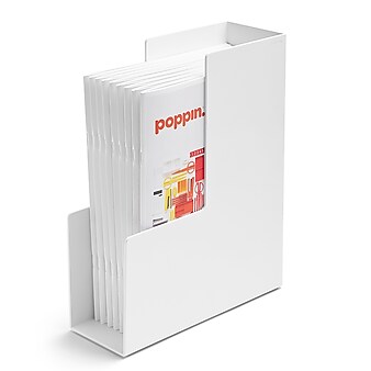 Poppin Magazine File, White, 4 Pack (101281-MC)