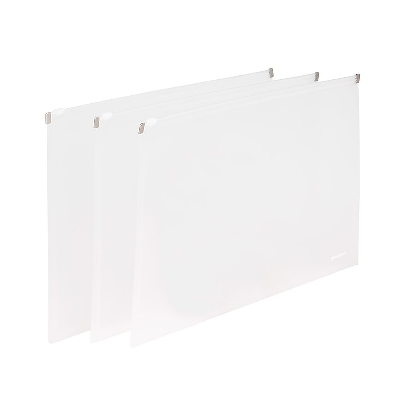 Poppin Poly Zip Folio, Letter Size, Clear, 3 Packs, 36/Pack (100142-MC) image 1